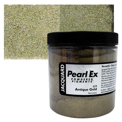 Jacquard Pearl-Ex Pigment - 4 oz, Antique Gold, Jar with Swatch