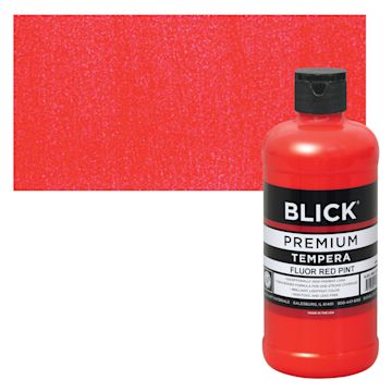 Open in modal - Blick Premium Grade Tempera - Fluorescent Red, Pint and swatch