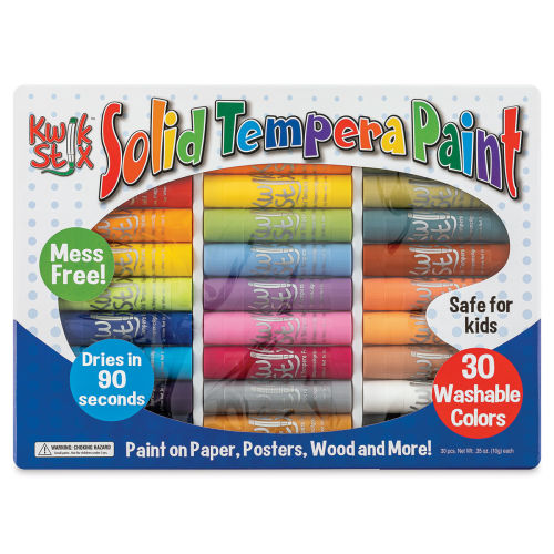 24 Classic Colors Tempera Paint Sticks for Kids Washable - Mess