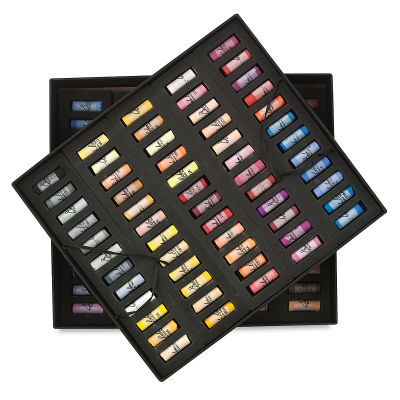 Half-Size Medium-Soft Pastel Sticks - Set of 120 shown in 2 trays stacked on top of each other