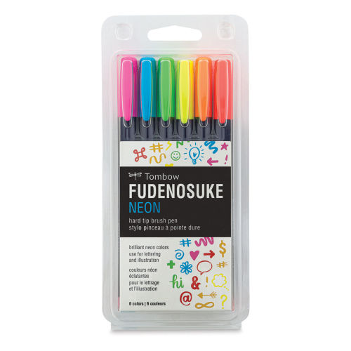Tombow Fudenosuke Pastel Brush Pen, Set of 6