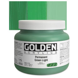 Golden Heavy Body Artist Acrylics - Permanent Green Light, 32 oz Jar