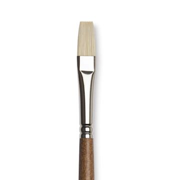 Open in modal - Winsor & Newton Artists' Oil Synthetic Hog Brush - Flat, Size 6, Long Handle (close-up)