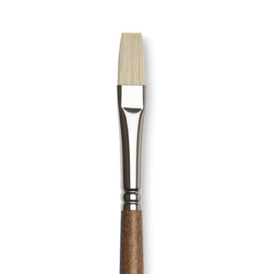 Winsor & Newton Artists' Oil Synthetic Hog Brush - Flat, Size 6, Long Handle (close-up)