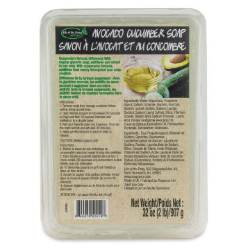 Life of the Party Glycerin Soap Base - Front of Avocado and Cucumber package