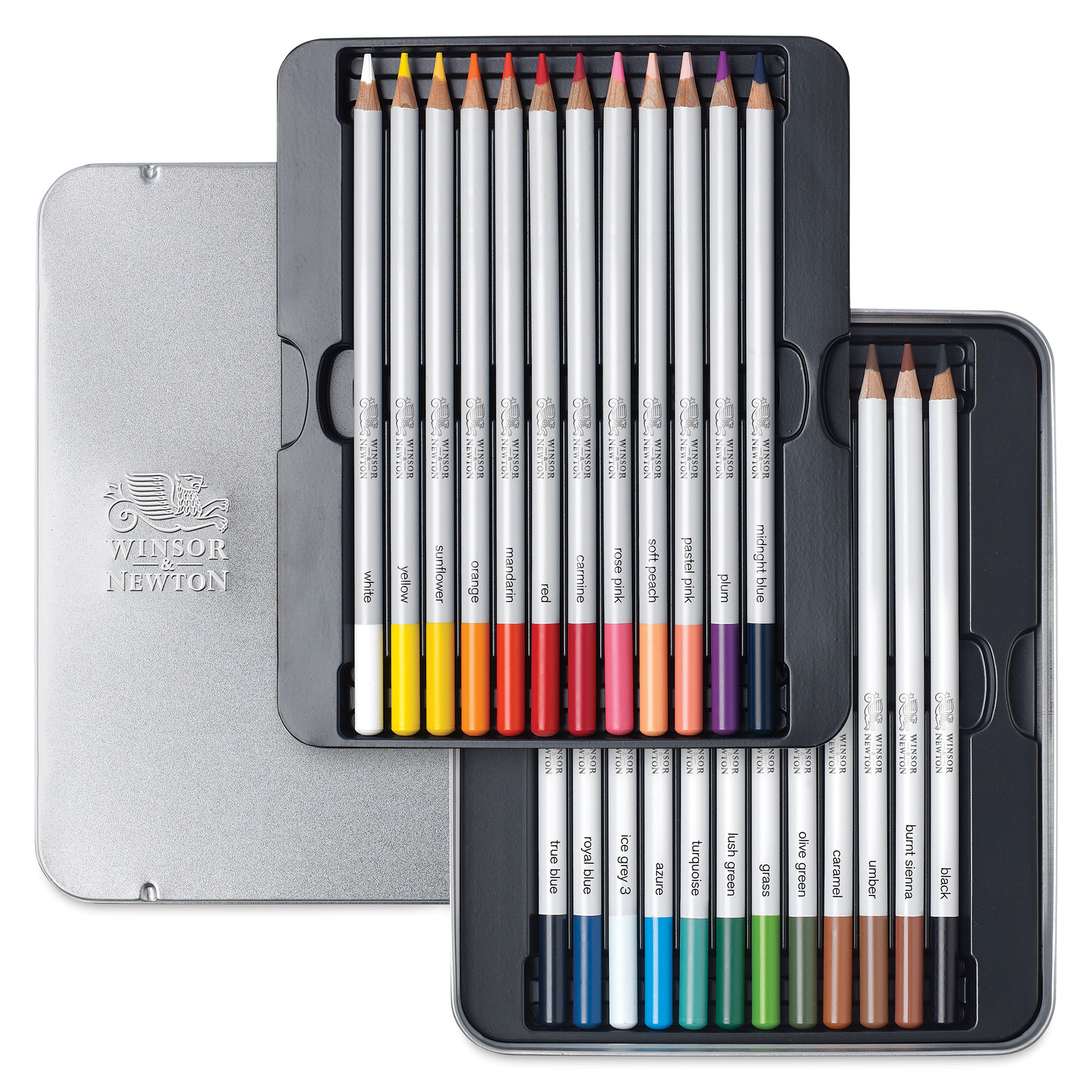 Winsor & Newton Studio Collection Colored Pencils - Set of 24, pencils inside tin case