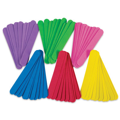 WonderFoam Jumbo Craft Sticks - 6 colors of Craft Sticks shown in piles
