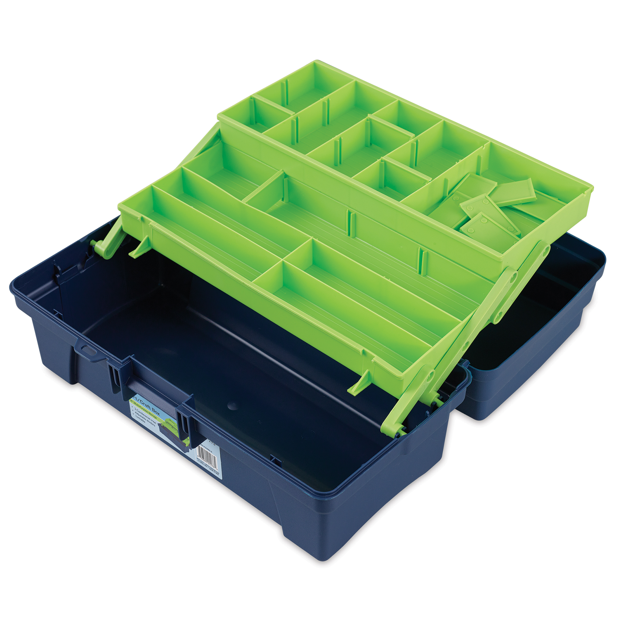 Pro Art Storage Box with Inner Organizer Box, 16 Inches, Blue/Green