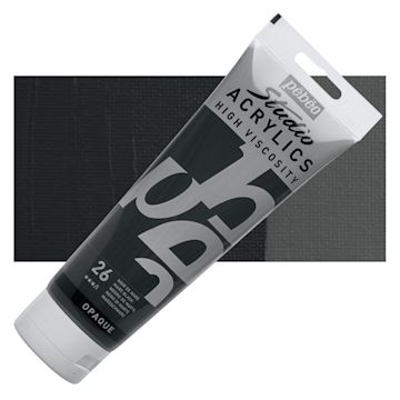Open in modal - Pebeo High Viscosity Acrylic - Mars Black, 250 ml tube and swatch