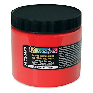 Open in modal - Jacquard Versatex Screen Printing Ink - Bright Red, 16 oz jar