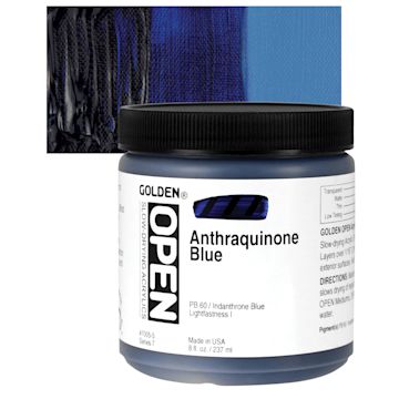 Open in modal - Golden Open Acrylic - Anthraquinone Blue, 8 oz Jar and swatch