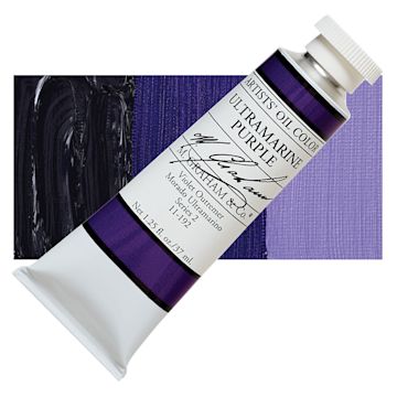Open in modal - M. Graham Artists' Oil Color - Ultramarine Violet, 37 ml tube and swatch