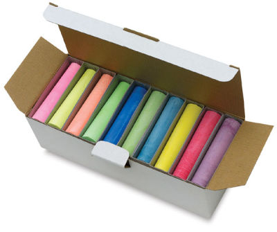 Sargent Art Sidewalk Chalk - 30 pc box of chalk open, showing all chalk colors included
