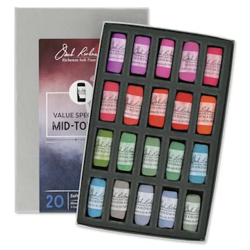 Open in modal - Richeson Soft Handrolled Pastels - Mid Tones 1, Set of 20