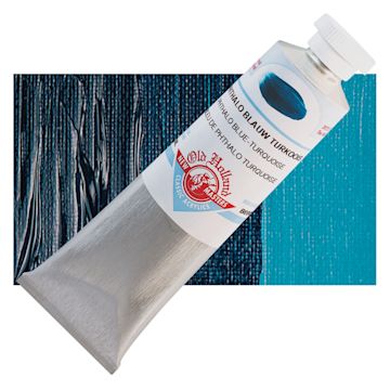 Open in modal - Old Holland New Masters Classic Acrylic Paint - Phthalo Blue Turquoise, 60 ml tube and swatch