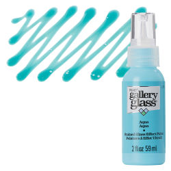 Gallery Glass Paint - Aqua, 2 oz swatch with bottle