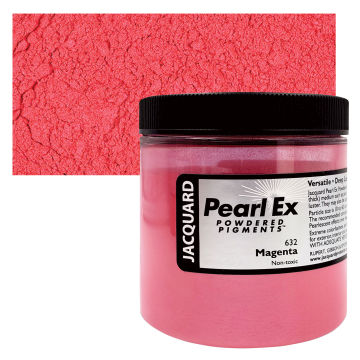Jacquard Pearl-Ex Pigment - 4 oz, Magenta, Jar with Swatch