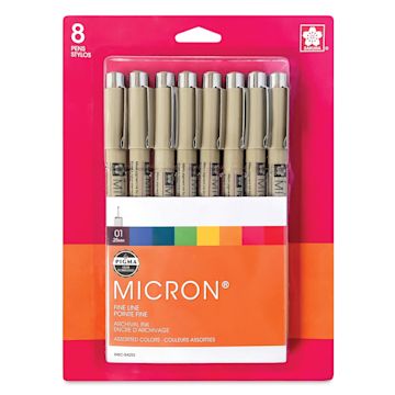 Open in modal - Sakura Pigma Micron Pen - Set of 8, Rainbow, 01, front of the packaging