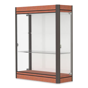 Waddell Contempo Series Display Case - White, Cherry Base with Dark Bronze Frame, Wall