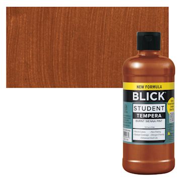 Open in modal - Blick Student Tempera Paint - Burnt Sienna, 16 oz bottle and swatch