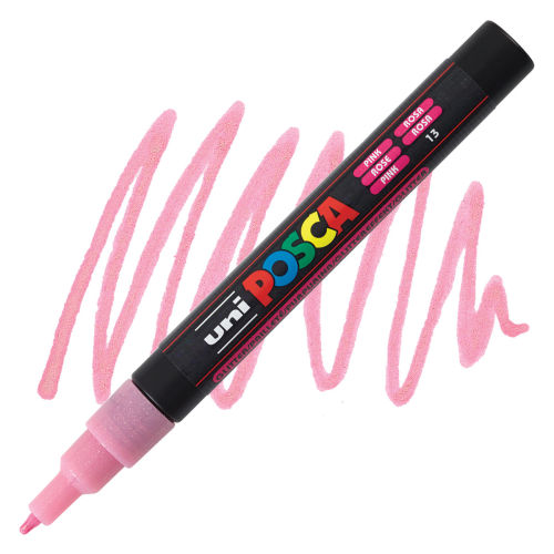 Uni Posca Paint Marker - Glitter Pink, Fine, Bullet Tip, 0.9mm-1.3mm