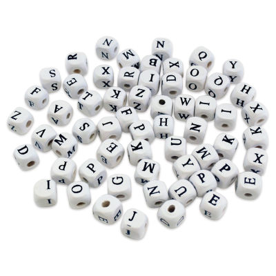 Krafty Kids Wood Alphabet Beads - White, 10 mm, Package of 60