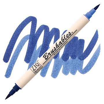Open in modal - Zig Brushables Dual Tip Marker - Navy marker and swatch