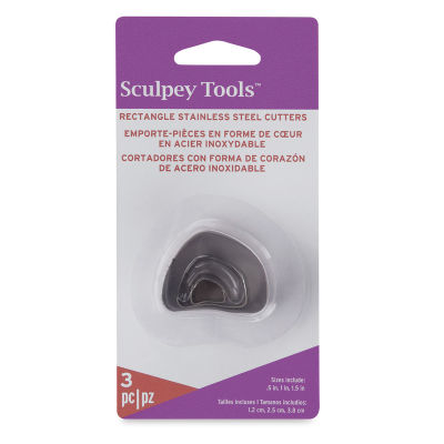 Sculpey Tools Metal Clay Cutters - Front of package for Set of 3 Irregular Rectangles