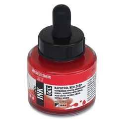 Amsterdam Acrylic Ink - Front view of 30 ml bottle of Naphthol Red Deep Ink