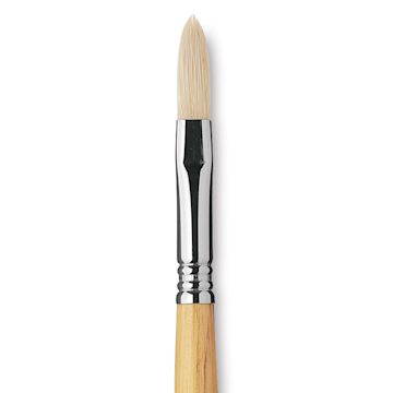 Open in modal - Escoda Clasico Chungking White Bristle Brush - Long Filbert, Long Handle, Size 10