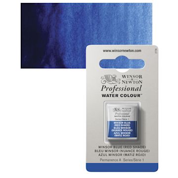 Open in modal - Winsor & Newton Professional Watercolor - Winsor Blue (Red Shade), Half Pan and swatch