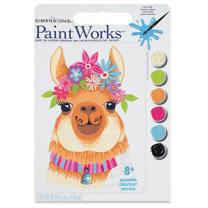 Paintworks Flowery Llama 8" x 10" Paint by Number Kit, In Package