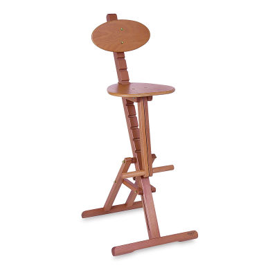 Mabef Adjustable Stool - Angled view with seat at high setting
