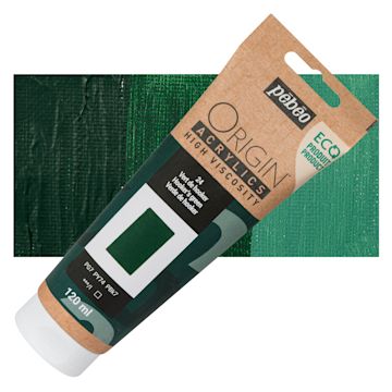 Open in modal - Pebeo Origin Acrylic Paint - Hooker's Green, 120 ml tube and swatch