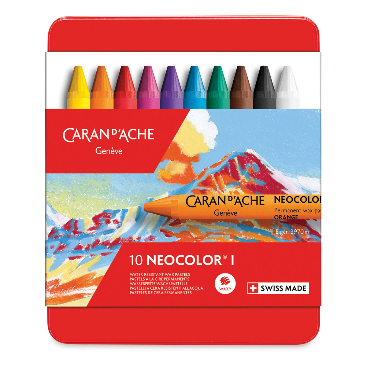 Caran d'Ache Neocolor I Set of 10 Metallic Wax Oil Crayons Pastels