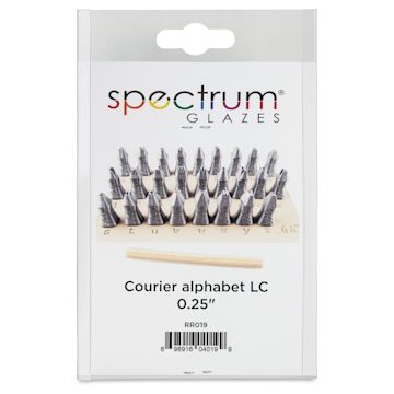Open in modal - Spectrum Stamps - Small Courier Alphabet, Lowercase, Set of 27 - front of packaging