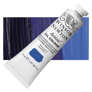 Open in modal - Winsor & Newton Artists' Oil Color - Ultramarine Green Shade, 37 ml tube and swatch