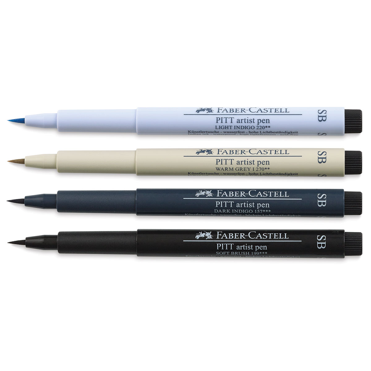 Faber Castell 4 Pitt Artist Pens Set Black Ink Arts Craft Drawing Pen -   Sweden