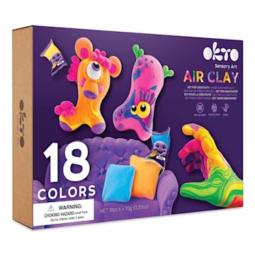 Open in modal - Okto Sensory Art Air Clay Creativity Kit - Set of 18 - front of packaging