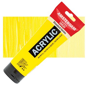 Open in modal - Amsterdam Standard Series Acrylic Paint - Primary Yellow, 250 ml Tube and swatch