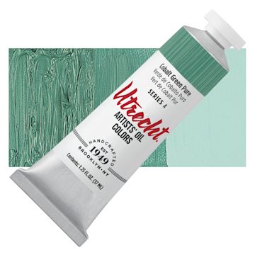 Open in modal - Utrecht Artists' Oil Paint - Cobalt Green, 37 ml tube and swatch