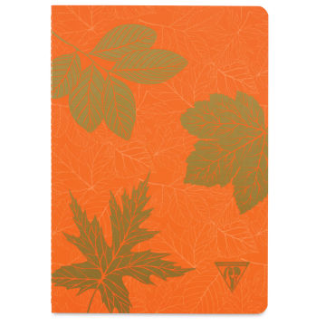Clairefontaine Neo Deco Notebook - Leaves, Pumpkin, 96 Pages, 6" x 8-1/4" (front)