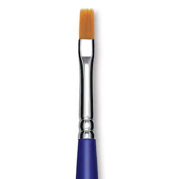 Open in modal - Blick Scholastic Golden Taklon Brush - Bright, Long Handle, Size 6 close up