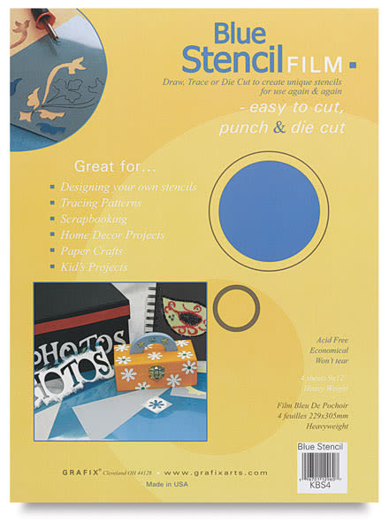 Grafix Stencil Film - 9" x 12", Blue, Sheets, Pkg of 4 | BLICK Art ...