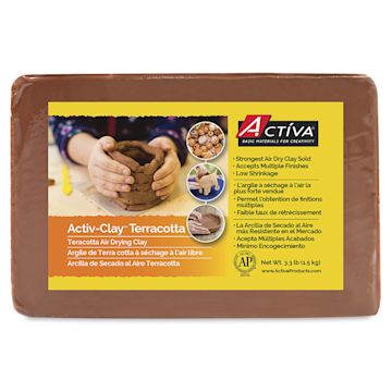 Open in modal - Activa Activ-Clay Air Drying Clay - Front of package of 3.3 lb Terracotta Drying Clay