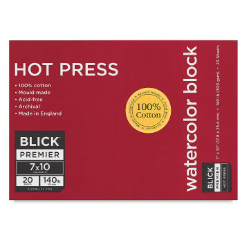 Blick Premier Watercolor Block - 7" x 10", Hot Press, 140 lb, 20 Sheets