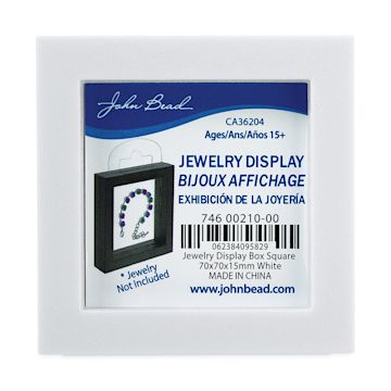 Open in modal - John Bead Jewelry Display Boxes - Front of White Display Box with label
