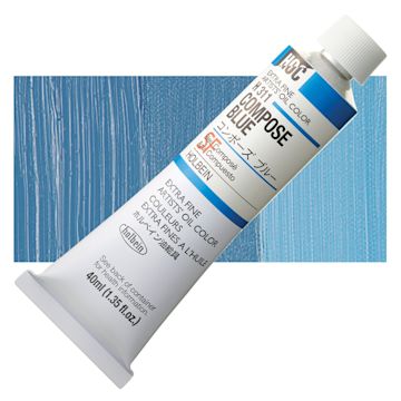 Open in modal - Holbein Artists' Oil Color - Compose Blue, 40 ml tube and swatch