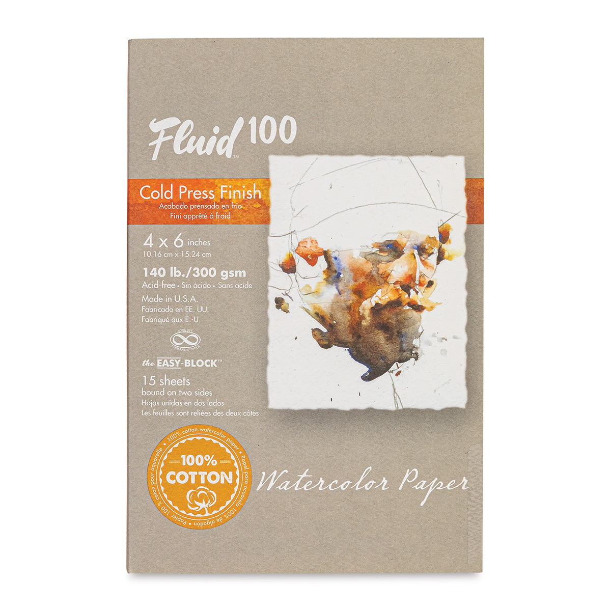 Fluid 100 Watercolor Paper Easy-Block 300lb Cold Press 4x6