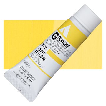 Open in modal - Holbein Acrylic Gouache - Light Yellow, 40 ml tube and swatch